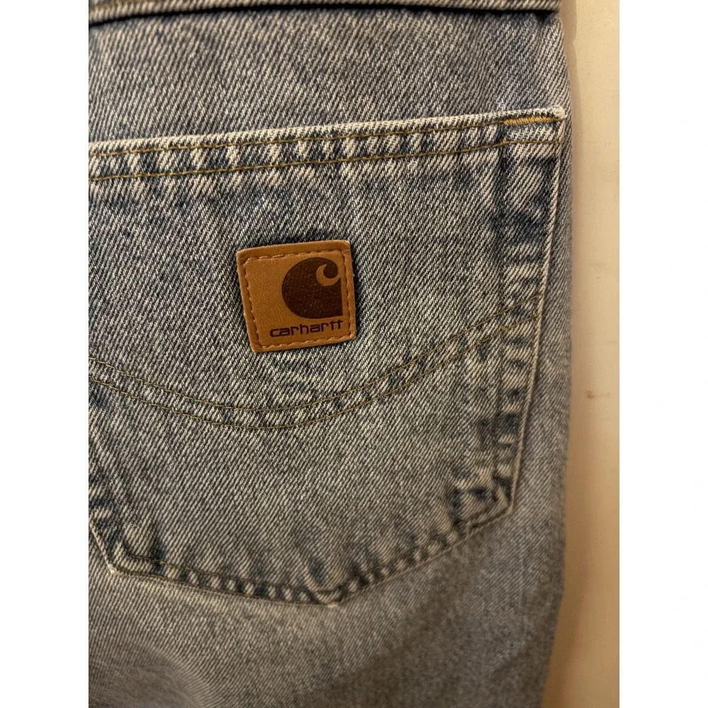 Carhartt B18 STW Jeans Men's 44x30 Light Wash Straight Leg 100% Cotton Denim
